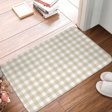 Front Door Mat Washable 16x24in White Beige Twill Stripe