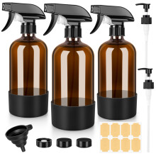 BELICOO Amber Glass Spray Bottles 3 Pack, 500ml Glass Spray Bottles for Cleaning, Plants, Essential Oils, Hair Care, Refillable Empty Spray Bottle