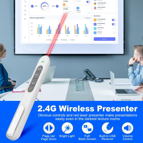 Télécommande sans fil pour présentations avec hyperliens et contrôle du volume, télécommande USB RF 2,4 GHz pour PPT, Keynote, Mac/PC – 2