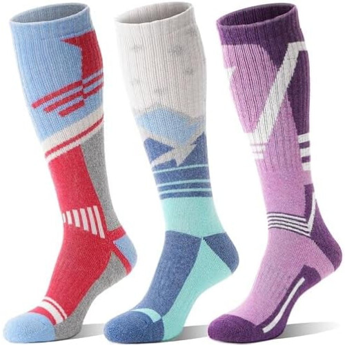3 ζευγάρια κάλτσες σκι από μαλλί Merino, θερμικές, ζεστές, χειμωνιάτικες, χοντρές,