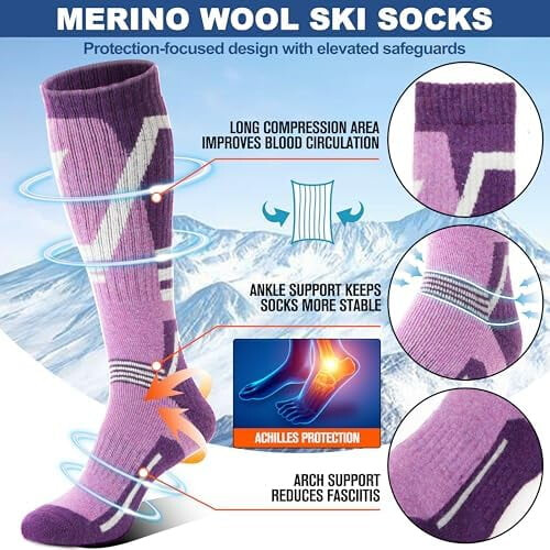 3 ζευγάρια κάλτσες σκι από μαλλί Merino, θερμικές, ζεστές, χειμωνιάτικες, χοντρές, 2