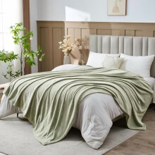 Super Soft Queen Blanket Sage Green Premium Silky Flannel Fleece Leaves Pattern Lightweight Bed Blanket All Season Use (Sage Green, Queen(90"x90"))