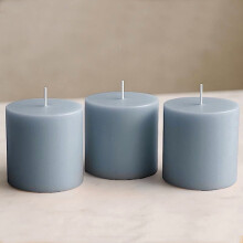 staubblaue, tropffreie, runde, unparfümierte Wachssäulenkerzen (7,6 x 7,6 cm) – ideal für Partys, Hochzeiten, Empfänge, Tischdekorationen,