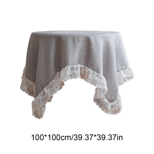 Rund polyesterduk med blondekant, 100 cm 2