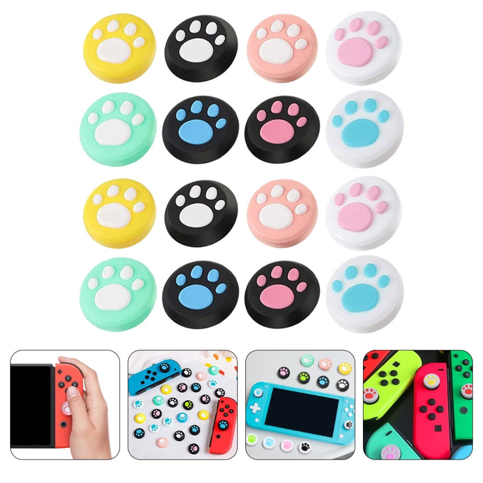16Pcs Paw Pattern Thumb Grips Adorable Joystick Grip Nonslip Silicone Button Caps Compatible With Switch 9130661686341