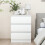 Resenkos3-Drawer Nightstand, Sleek White Design, Ample Storage, Waterproof Top, Smooth Rolling Drawers 1