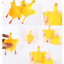 Divertido llavero de goma con forma de pollo y huevo para aliviar el estrés. Novedad: pollo que pone huevos para aliviar el estrés en adultos y