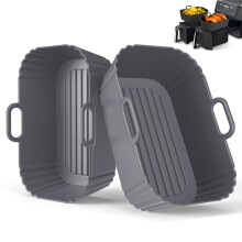 Masgarlan Silicone Air Fryer Liners 2 Pack for Ninja Foodi Dual AF300UK AF400UK/KCP, AF451UK, Tower, Keplin, COSORI, Russell Hobbsand, Instant for