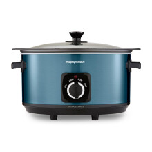 Morphy Richards Accents 6.5L Sear & Stew Slow Cooker, Shatter Resistant Non Stick Aluminium Pot, Single Pot Cooking, 3 Heat Settings, Hob Proof, Glass