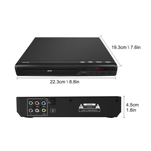 Συσκευή αναπαραγωγής DVD για τηλεόραση, συσκευή αναπαραγωγής δίσκων DVD CD, έξοδος AV, 1