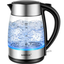 Electric Kettle, 1.7L, 3000W Fast Boil Cordless Glass Kettle with Blue LED, Removable Washable Anti-scale Filter, Push Button Lid, Auto Shut-Off,