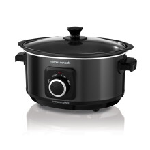 Morphy Richards 3.5L Sear & Stew Slow Cooker, Shatter Resistant Aluminium Pot, 3 Heat Settings, Hob Proof, Easy Clean, 163W, Black, 460012