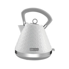 Morphy Richards Vector Pyramid Kettle, 1.5L, 3kW Rapid Boil, Anti Limescale Filter, Boil Dry Protection, Water Window, Pull Ring Removeable Lid, 360