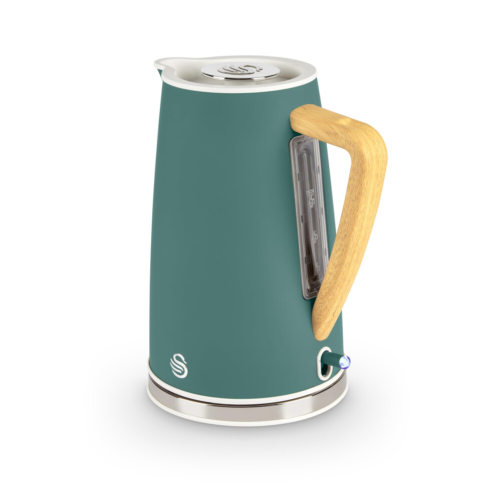 Swan Sk14610gren Nordic Cordless Jug Kettle With Fast Boil Technology, Overheat Protection, Soft Touch Handle, 1.7L, 3Kw, Green