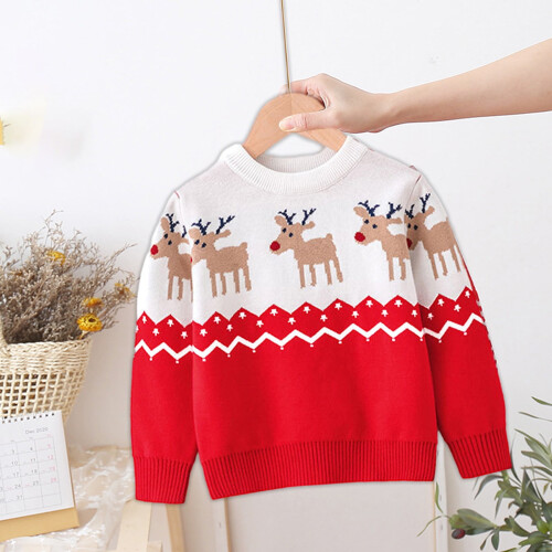 Weihnachtspullover für Jungen und Mädchen, warmer Winterpullover, Kinderpullover mit Rundhalsausschnitt, gemusterte Oberteile 1