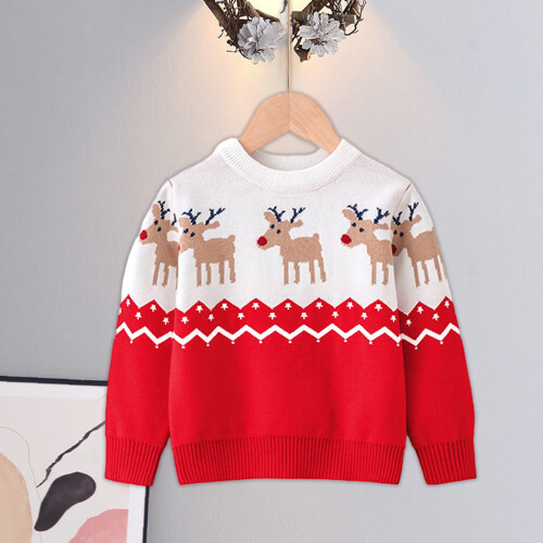 Weihnachtspullover für Jungen und Mädchen, warmer Winterpullover, Kinderpullover mit Rundhalsausschnitt, gemusterte Oberteile 2