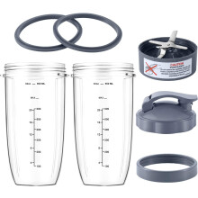 7 Pieces nutribullet Blender Cups & Blade Replacement Set 32oz Huge Cup with 1 Flip-Top To-Go Lid and 1 Lid Ring & Premium Extractor Blade with