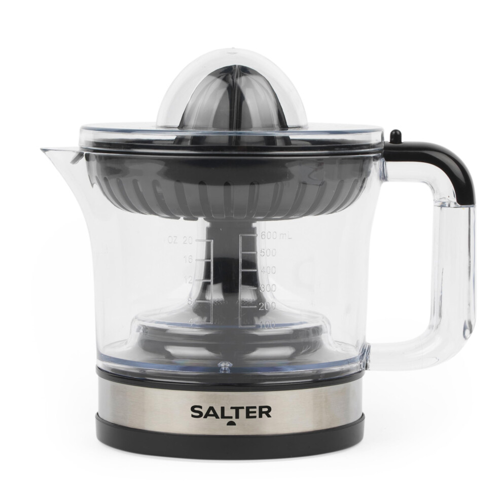 Salter Electric Fruit Juicer ? Fresh Citrus Juice Extractor, For & Lemon, 600Ml Measuring Jug, Bpa Free, Includes 2 Juicing Cones, Smooth Or Orange
