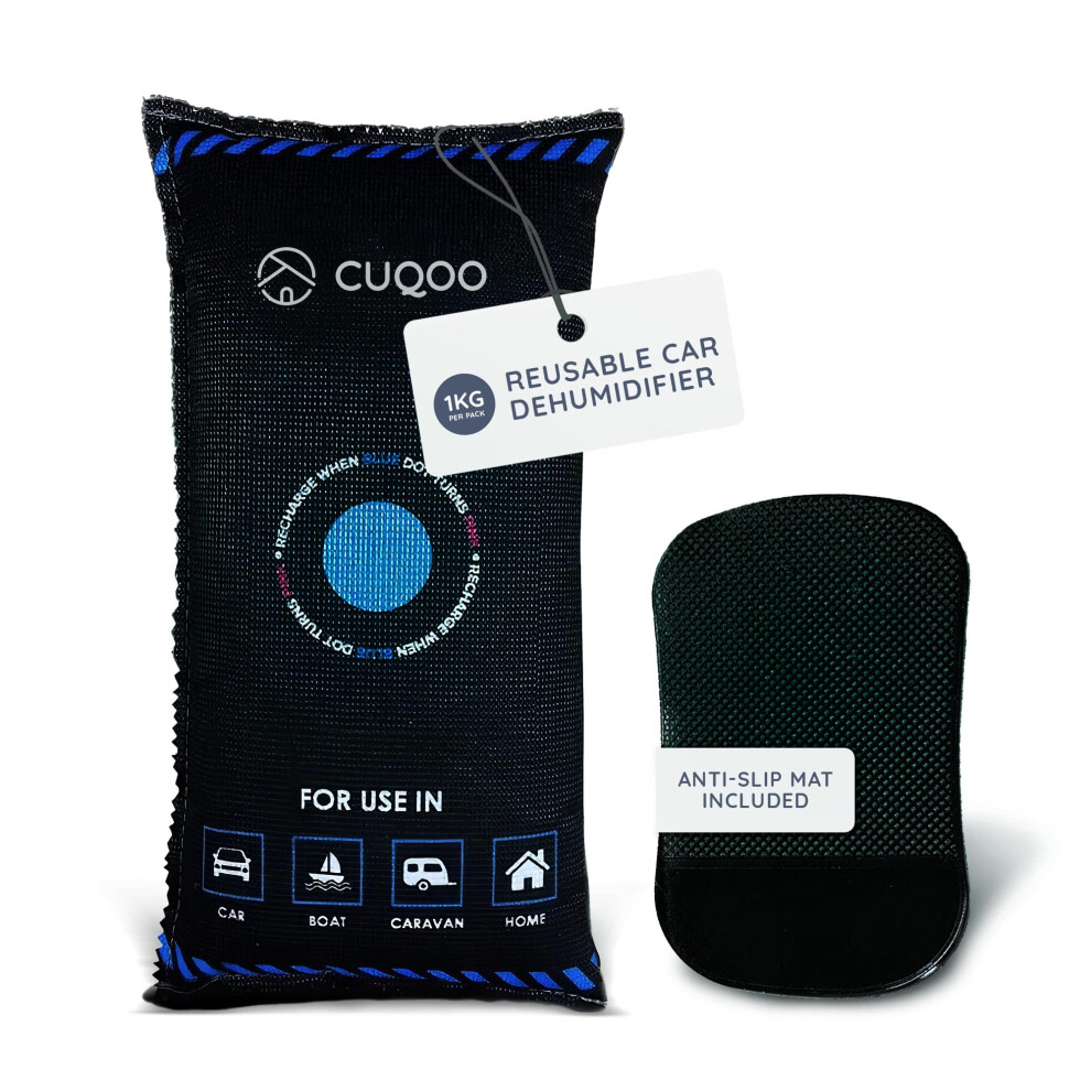 Cuqoo 1Kg Car Dehumidifier Bag ? Reusable Moisture Absorber For Car Interior With Anti-Slip Mat ? Microwave Reactivated Dehumidifier Bags For 5051222749609