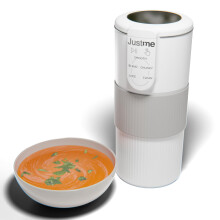 JustMe. The smallest soup maker,the biggest results. Soups maker and smoothie blender. Auto-clean. White. 5 programs. Easy healthy cooking.