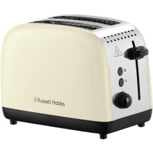 Russell Hobbs 2 Slice Lift & Look Toaster (Longer slots, 6 Browning levels, Defrost/Reheat/Cancel function, Removable Crumb Tray, 1670W, Cream &