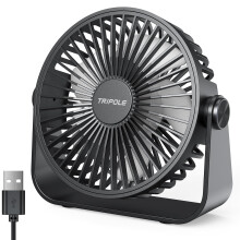 TriPole USB Desk Fan, 3 Speeds Adjustable Strong Wind Table Fan, 360? Head Rotatable 1.5 m Cable Personal Desktop Fans, 4.5 Inches Portable Mini Fan