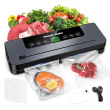 comeder 6 in 1 Vacuum Sealer Machine, 30cm Longer Seal Food Sealer with 50Pcs Vacuum Sealer Bags for Vac/Seal/Rice/Wet/Dry Mode, Built-in Cutter and