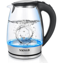 NMNGB Electric Kettles, 2200 Watts 1.8L, Fast Boil Glass Clear Kettle with Blue LED, Easy to Clean, Auto Shut-Off and Boil-Dry Protection, BPA Free