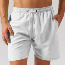 Pantalones cortos deportivos de secado rápido para hombre, transpirables, de color liso, con cordón ajustable y largo hasta la rodilla, corte
