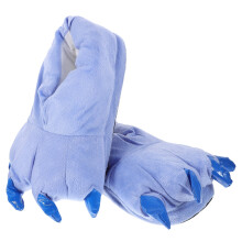 Pantuflas de peluche con forma de garra de animal para hombre y mujer, color azul.
