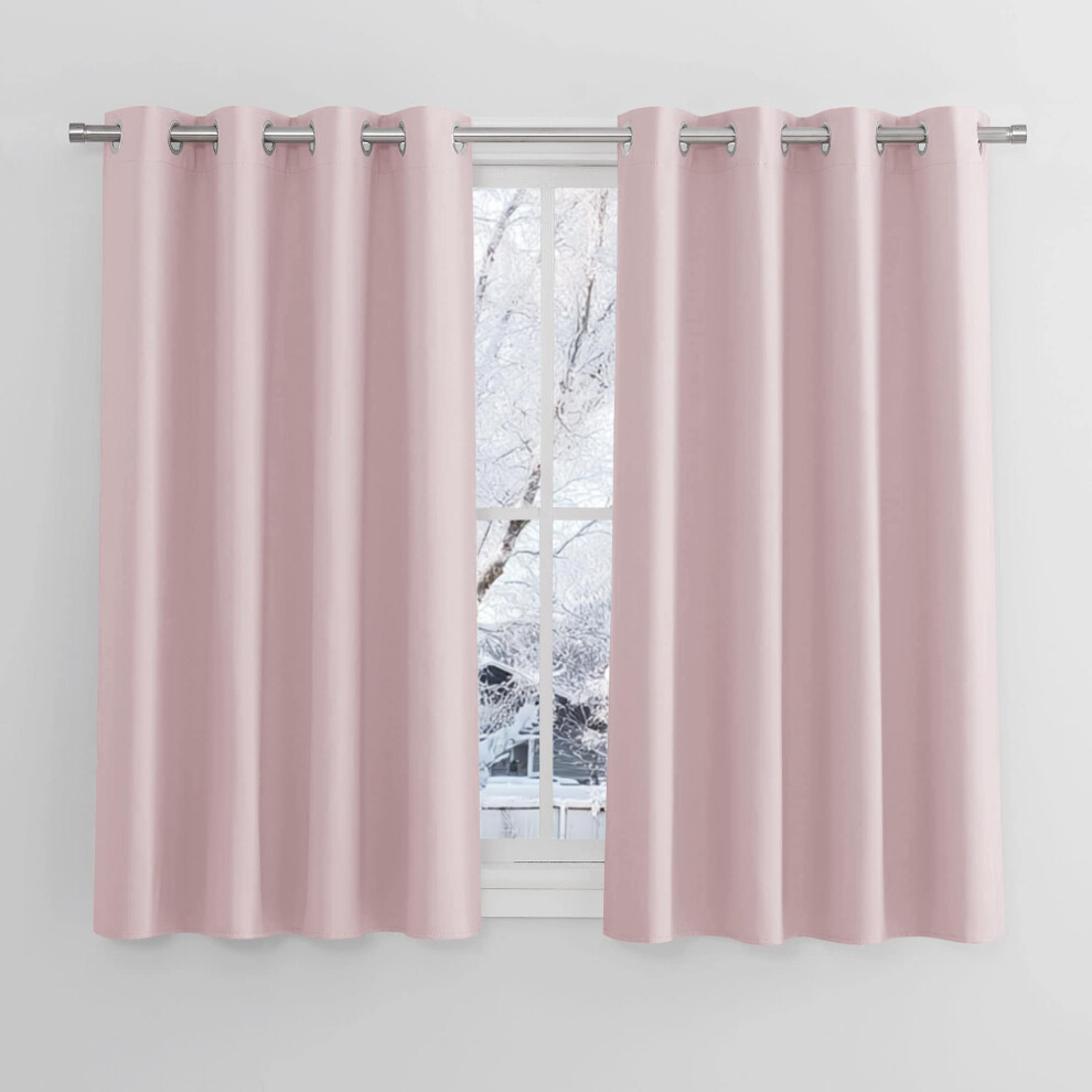 Girls Bedroom Curtains, Thermal Insulated Room Darkening Curtains With Eyelet, Short Drapes For Nursery/Kids Bedroom, 2 Panels, W46 X Pink Pony Dance