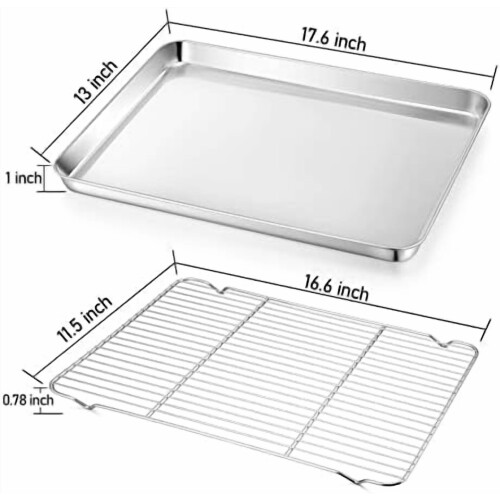 Ensemble de plaques de cuisson en acier inoxydable avec grille, 4 pièces 1