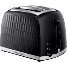 Russell Hobbs Honeycomb 2 Slice Toaster (Extra wide slots, High lift feature, 6 Browning levels, Frozen/Cancel/Reheat function, Removable crumb tray,