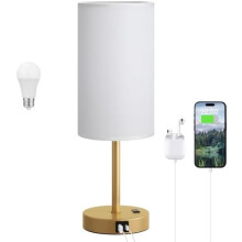 Lampe de chevet tactile avec port USB, intensité réglable sur 3 niveaux, couleur or