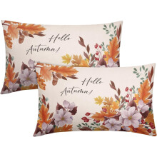 Herbstliche orangefarbene Lendenkissenbezüge mit Blattmotiv, 30 x 50 cm, 2er-Set