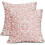 Conjunto de 2 capas de almofada boho rosa claro em linho, 40x40cm (16x16 polegadas). 1