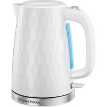 Russell Hobbs Honeycomb Electric 1.7L Cordless Kettle (Fast Boil 3KW, White premium plastic, matt & high gloss finish, Removable washable anti-scale