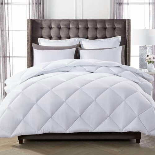 Cal King Comforter Set Quilted Down Alternative 3 pcs White