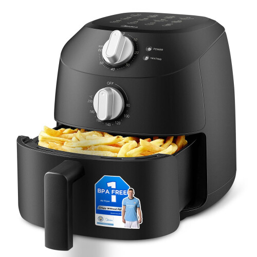 Midea Compact 2L Air Fryer ? 12 Preset Menus, Adjustable Timer, 80-200?C Temperature Control, 1150W, Dishwasher-Safe Non-Stick Basket, BPA-Free,