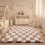 Beige and White Checkered Shag Rug 4 ft x 6 ft 3