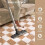 Beige and White Checkered Shag Rug 4 ft x 6 ft 4