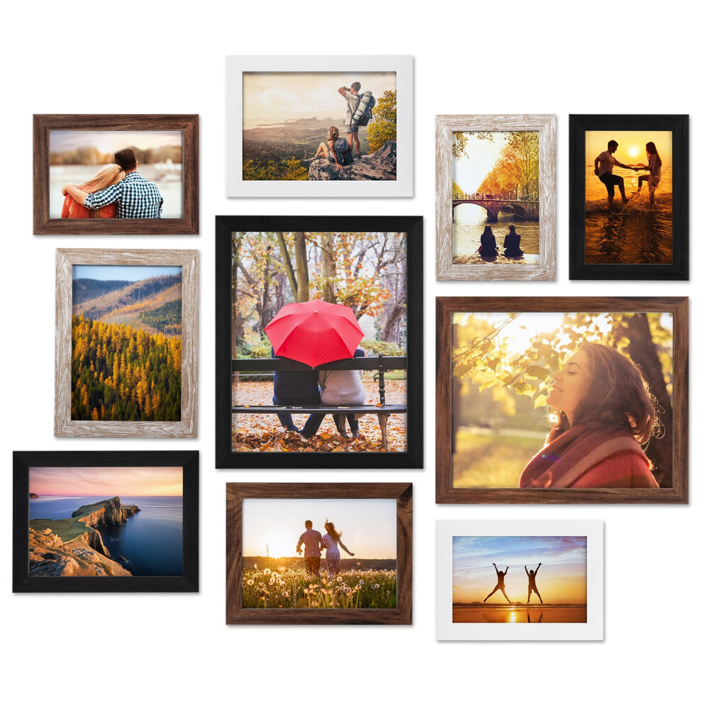 Giftgarden Multi Colors Picture Frames For Multiple Sizes Photos, Four 4X6, Four 5X7, Two 8X10, Assorted Gallery Photo Frame Collage For Wall Or 5051222758526
