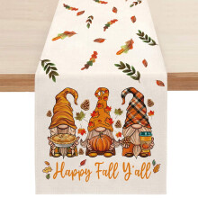 Chemin de table automnal à motif citrouille et feuilles d'érable, tartan orange et buffalo, pour la cuisine ou la salle à manger – 33 x 183 cm