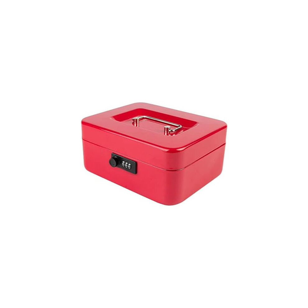 Medium Cash Box With Combination Lock Safe Metal Money Box With Money Tray For Security Lock Box 7.87"X 6.30"X 3.54" Red Medium 9165521411337