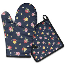 Gants de cuisine Pioneer Flower à motif floral (lot de 2), résistants à la chaleur, 19,5 cm x 30,5 cm