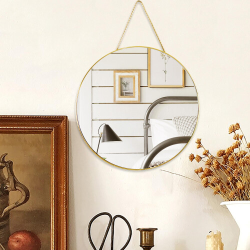 YCHMIR Rround Mirror Small Wall Hanging Mirror Gold 30 cm 2
