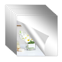 Hode 10 Pieces Self Adhesive Mirror Tiles 20x20cm (2mm Thick), Acrylic Stick on Mirror Stickers, Flexible Tiles for Wall, Bathroom and Bedroom