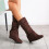 Women's retro suede mid-calf boots brown size6.5 5