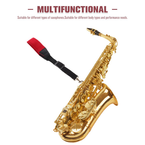 1Pack Ergonomic Saxophone Neck Strap Red Polyester for Musicians 2
