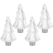 Lot de 4 bouteilles en plastique pour jus, eau, boissons et lait, décorées de motifs de Noël.